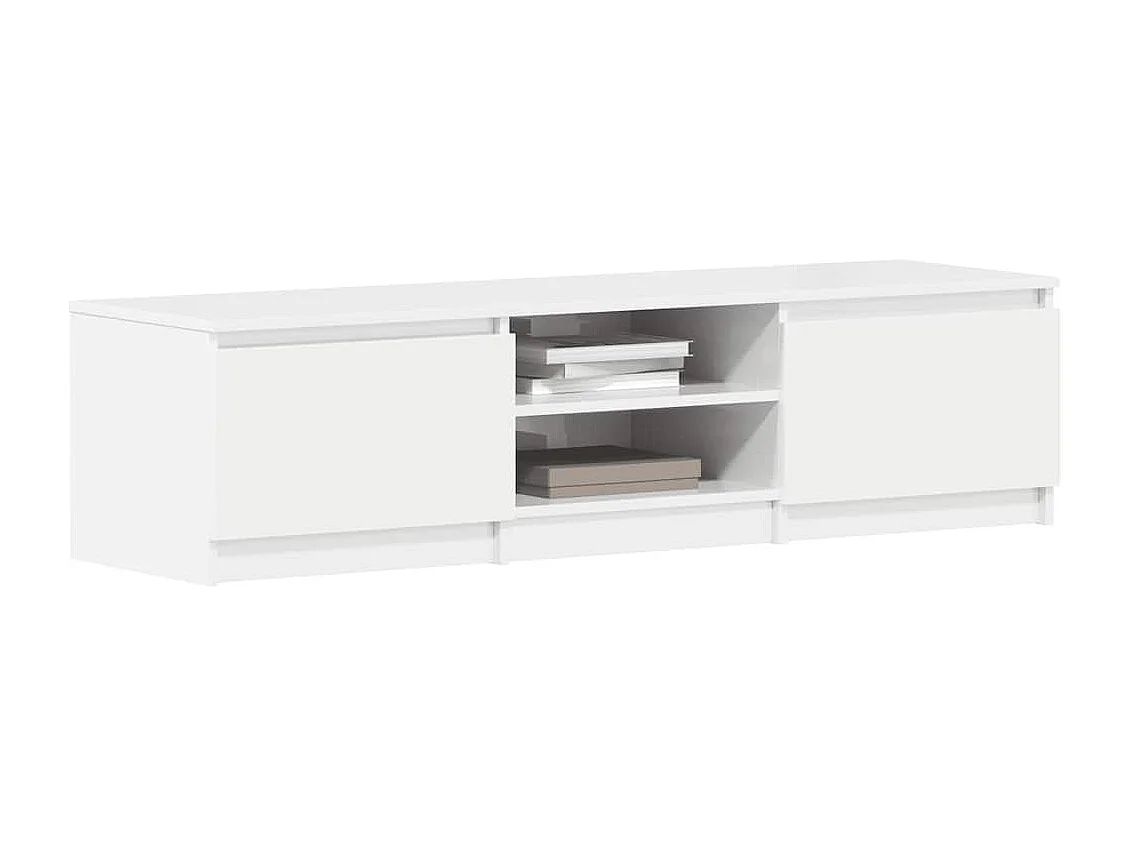 Meuble TV blanc brillant 140x40x35,5 cm bois d'ingénierie