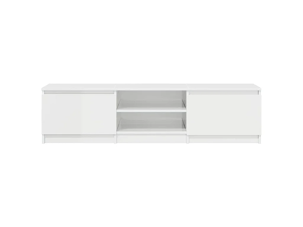 Meuble TV blanc brillant 140x40x35,5 cm bois d'ingénierie