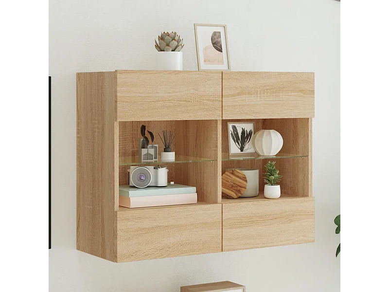 TV-Wandschrank mit LED-Leuchten Sonoma-Eiche 78,5x30x60,5 cm