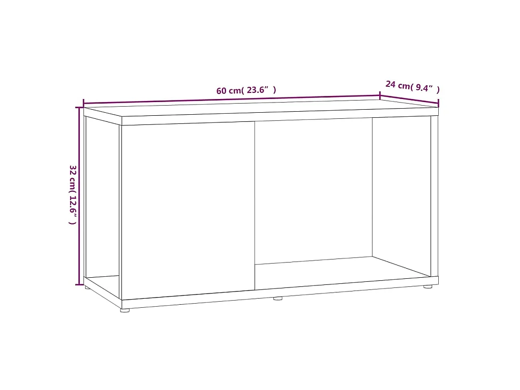 Meuble TV Chêne fumé 60x24x32 cm Bois d'ingénierie