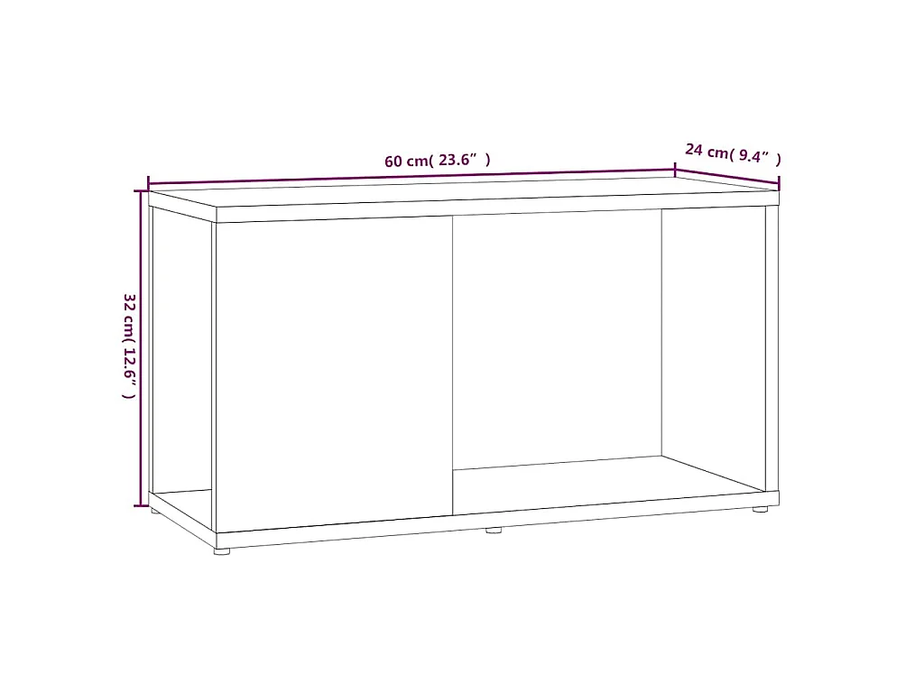 Meuble TV Chêne fumé 60x24x32 cm Bois d'ingénierie