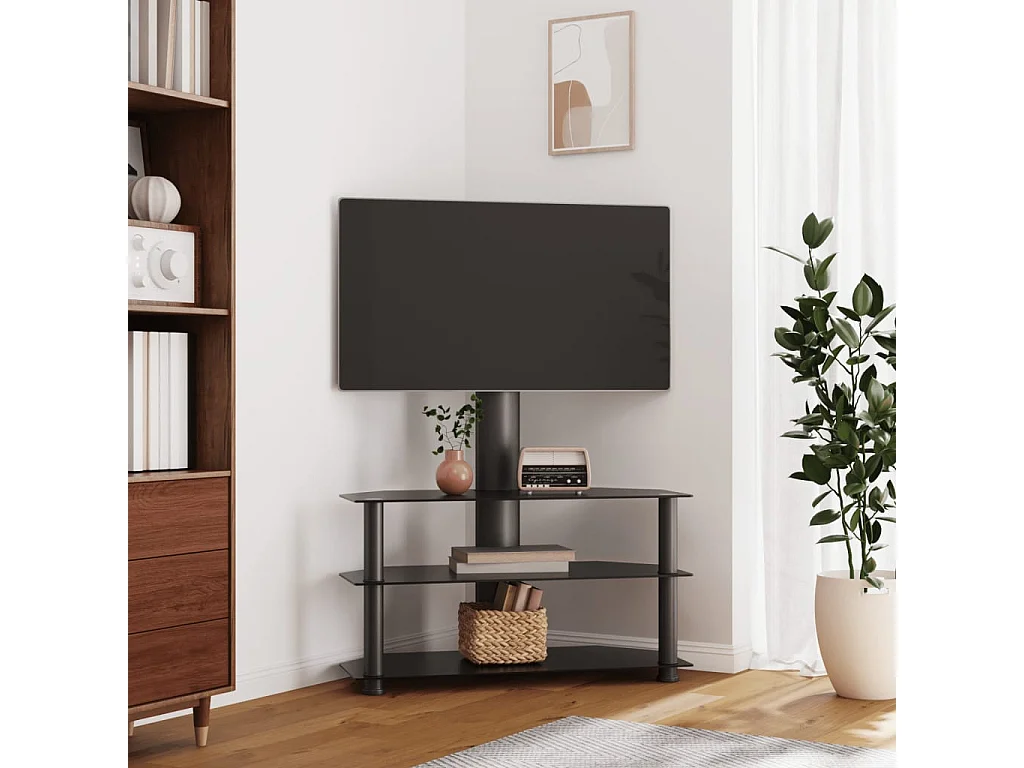 Tv-standaard hoek 3-laags voor 32-70 inch zwart