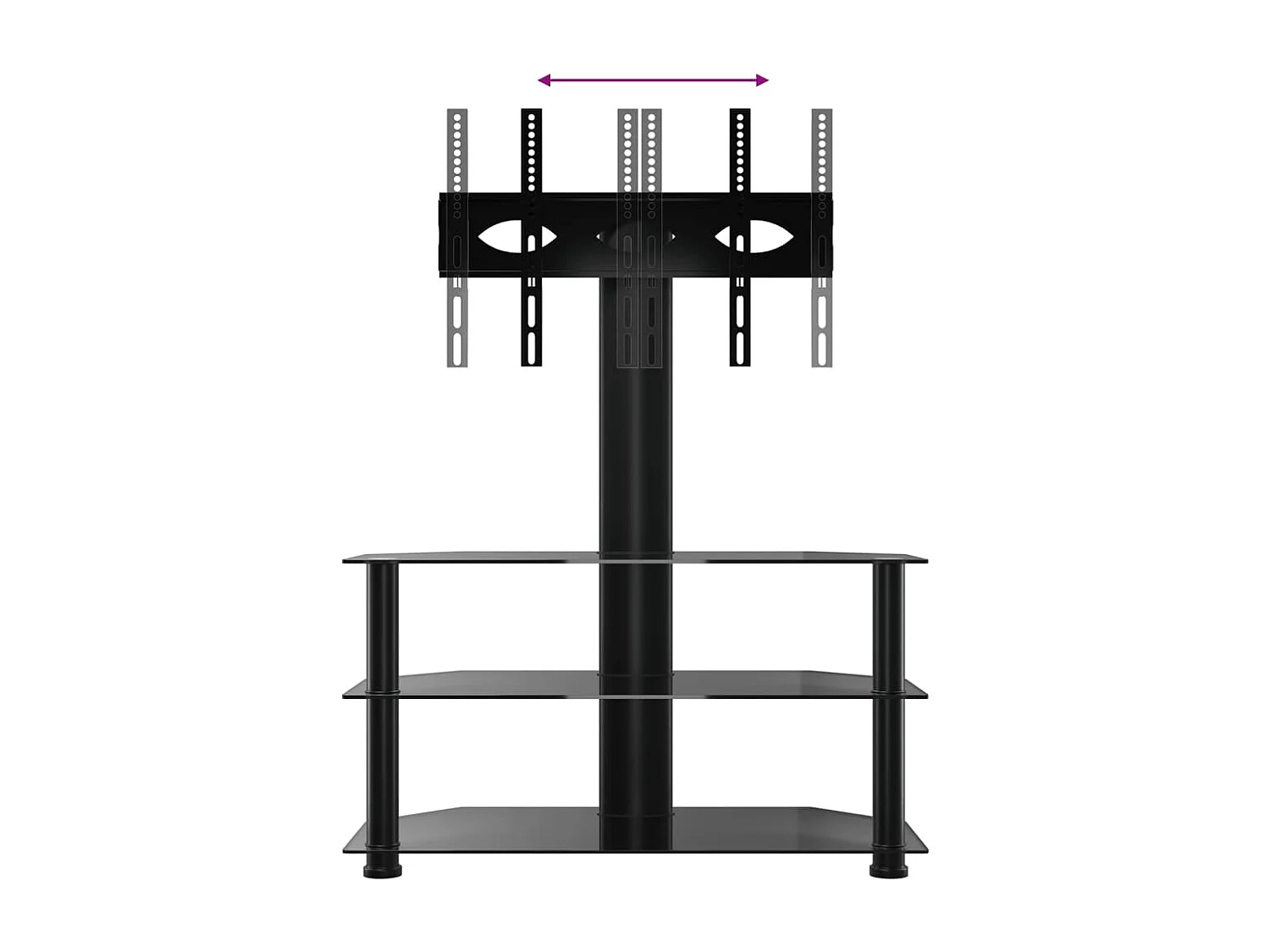 Tv-standaard hoek 3-laags voor 32-70 inch zwart