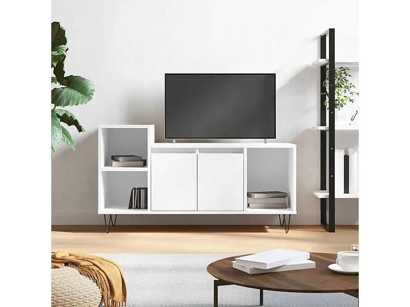 Mueble para TV madera contrachapada blanco 100x35x55 cm
