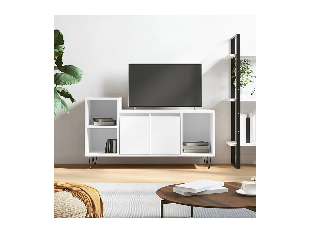 Meuble TV Blanc 100x35x55 cm Bois d'ingénierie