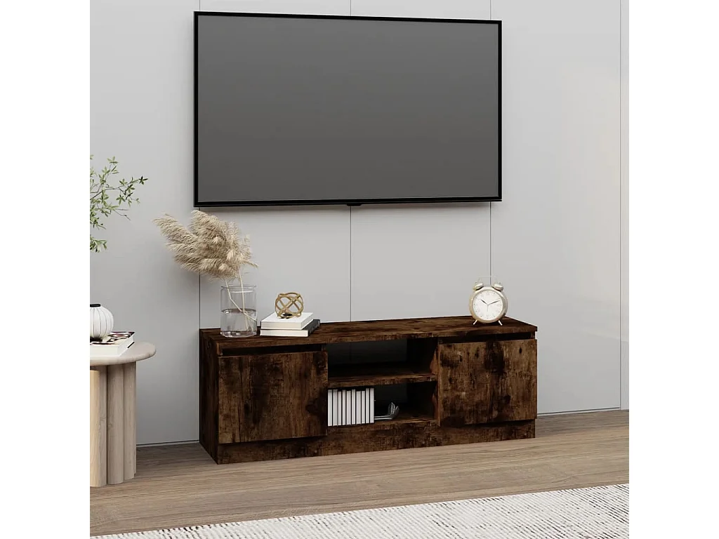 Meuble TV avec porte Chêne fumé 102x30x36 cm