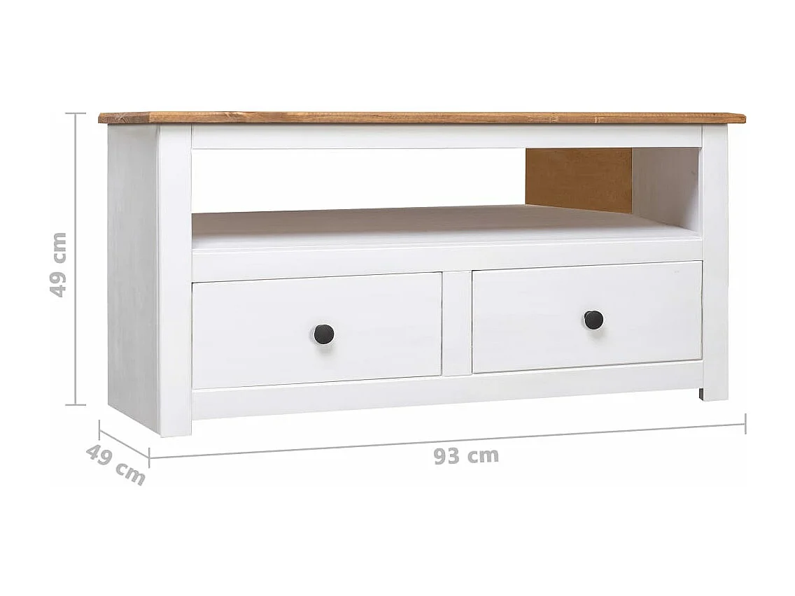 Narożna Szafka TV Biała 93x49x49 cm Sosna Massif Panama z Półkami