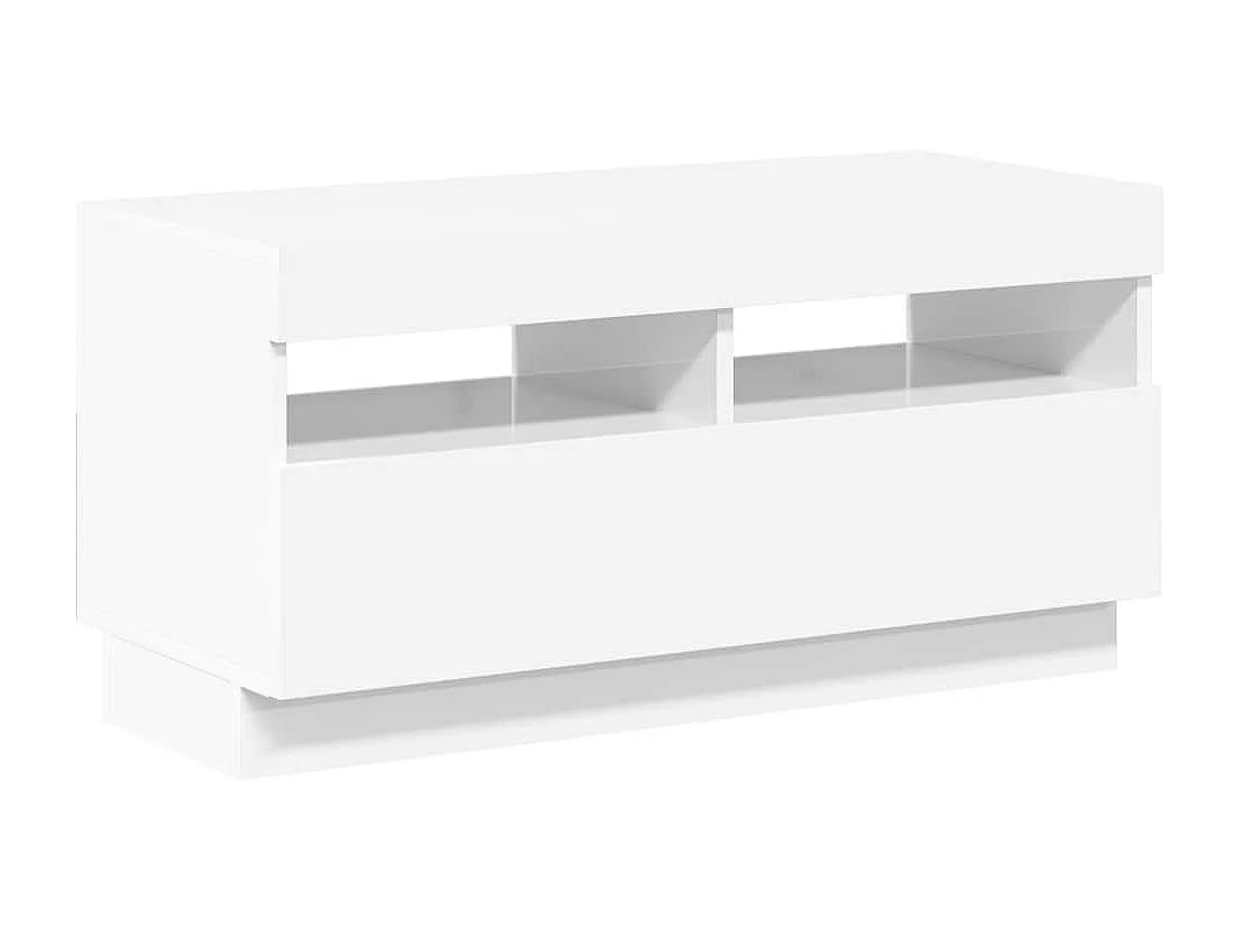 Meuble TV avec lumières LED blanc brillant 80x35x40 cm
