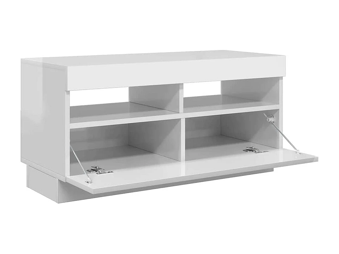 Meuble TV avec lumières LED blanc brillant 80x35x40 cm