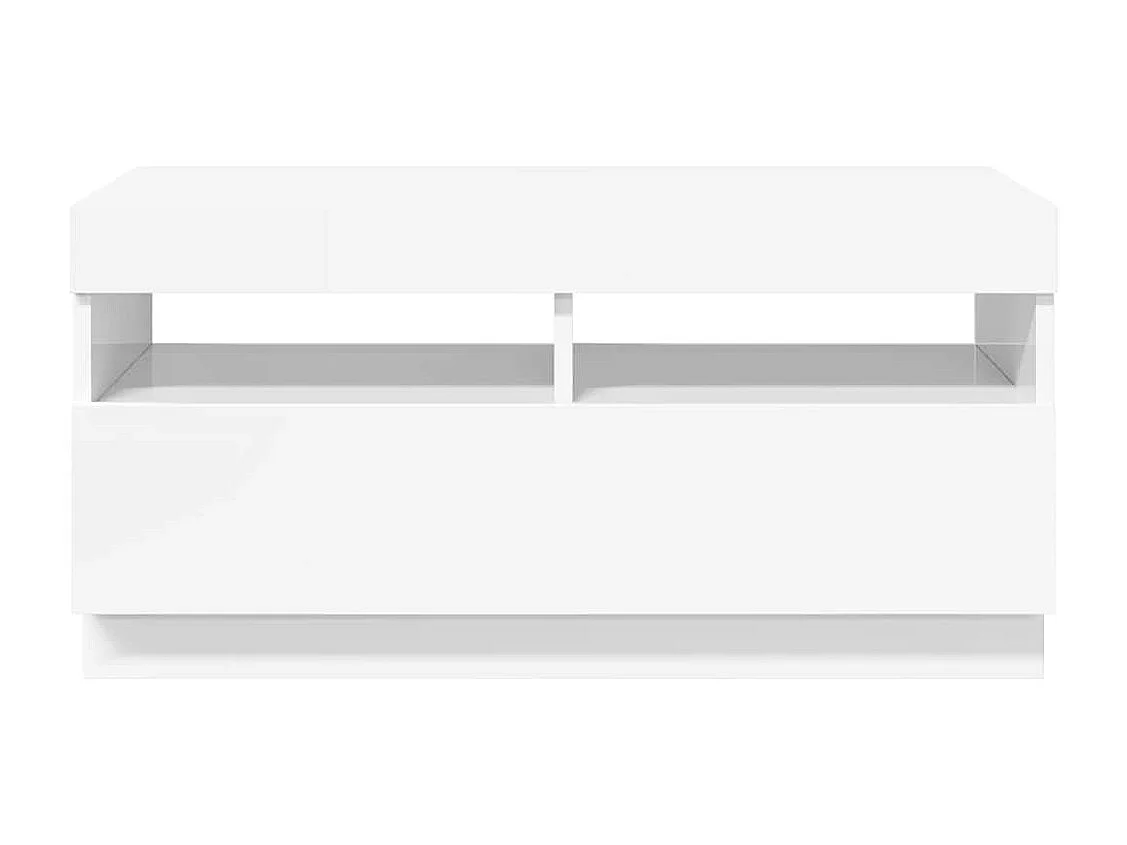 Meuble TV avec lumières LED blanc brillant 80x35x40 cm