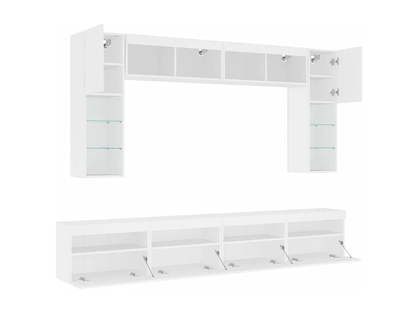 Ensemble de meubles TV muraux 8 pcs avec lumières LED blanc