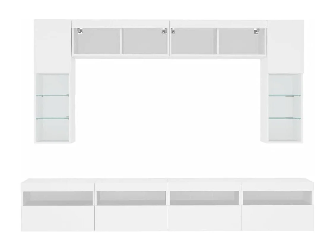 Ensemble de meubles TV muraux 8 pcs avec lumières LED blanc