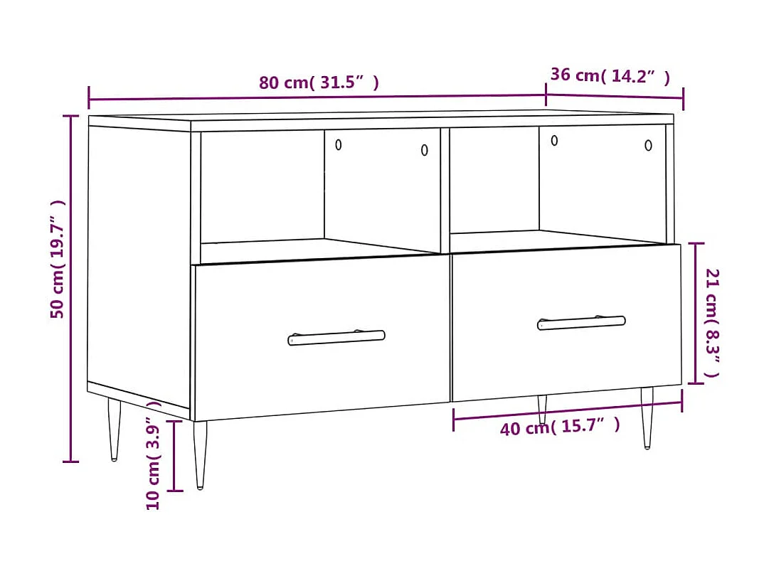 Móvel p/ TV 80x36x50 cm madeira processada branco