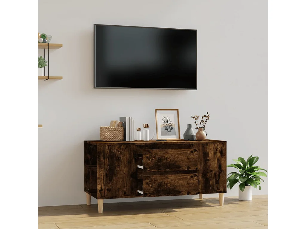 Tv-meubel 102x44,5x50 cm bewerkt hout gerookt eikenkleurig