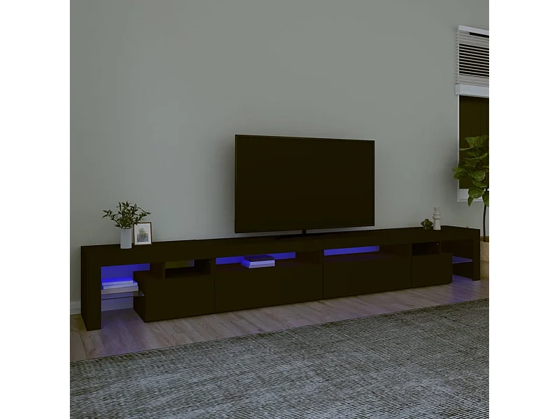 Mueble de TV con luces LED negro 290x36,5x40 cm