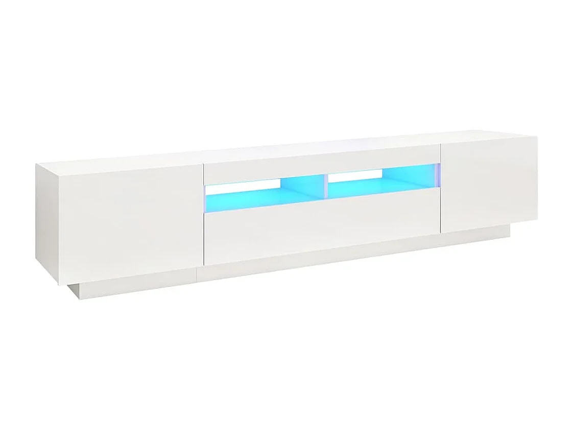 Mobile Porta TV con Luci LED Bianco Lucido 200x35x40 cm