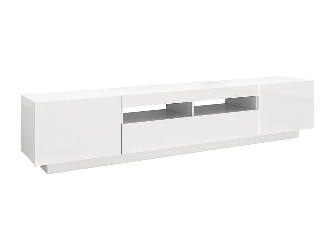 Mobile Porta TV con Luci LED Bianco Lucido 200x35x40 cm