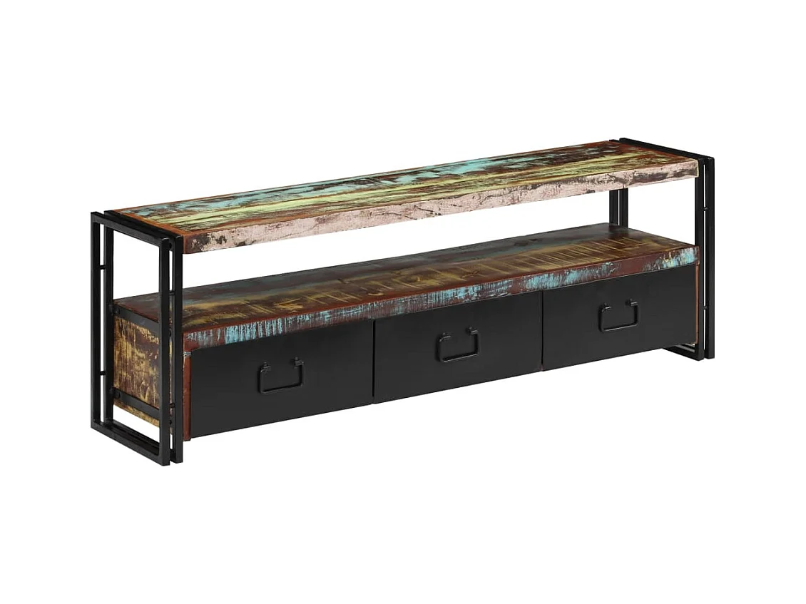 Mueble de TV madera maciza reciclada 120x30x40 cm