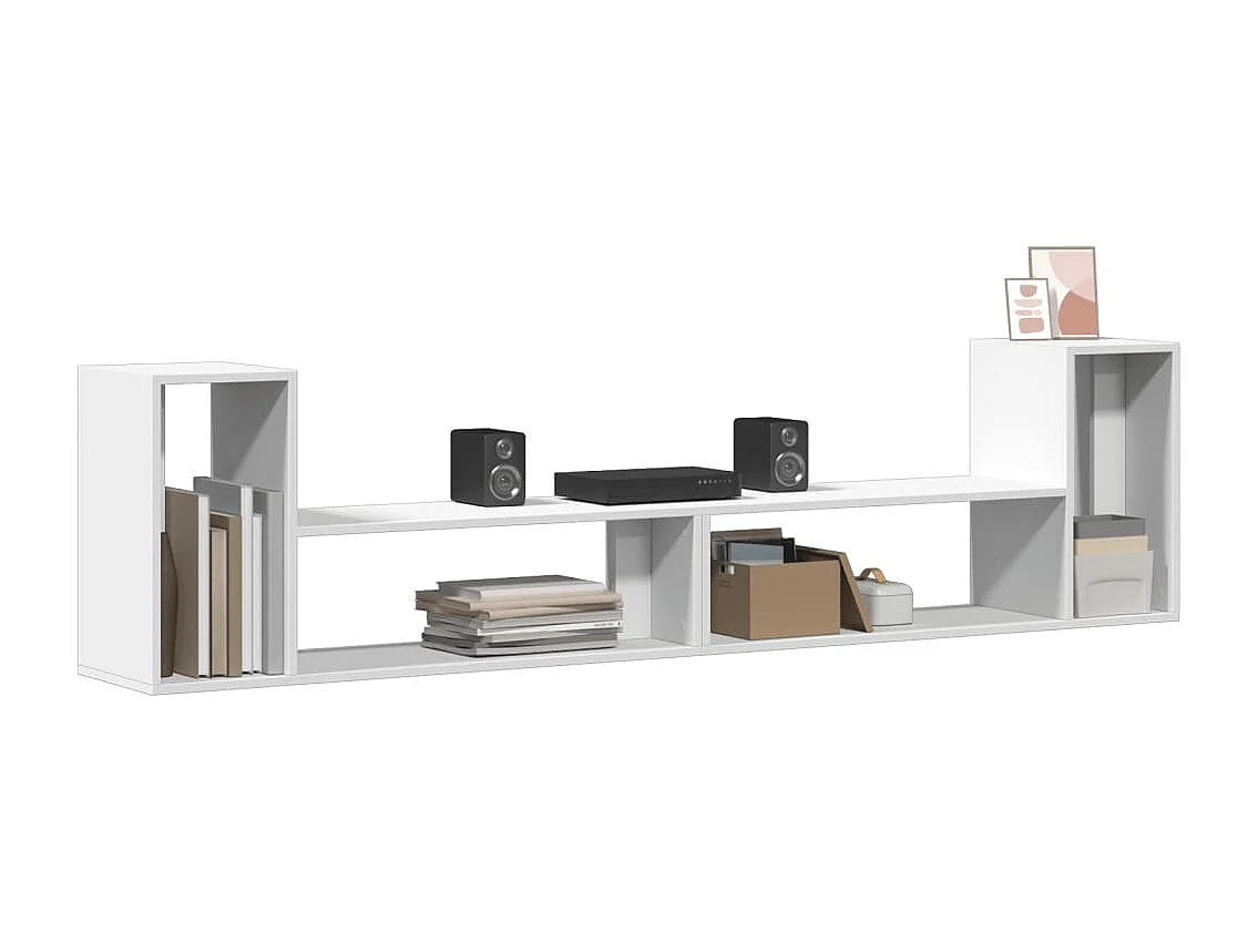 Mobili TV a Parete 2pz Bianchi 100x30x50cm in Legno Multistrato