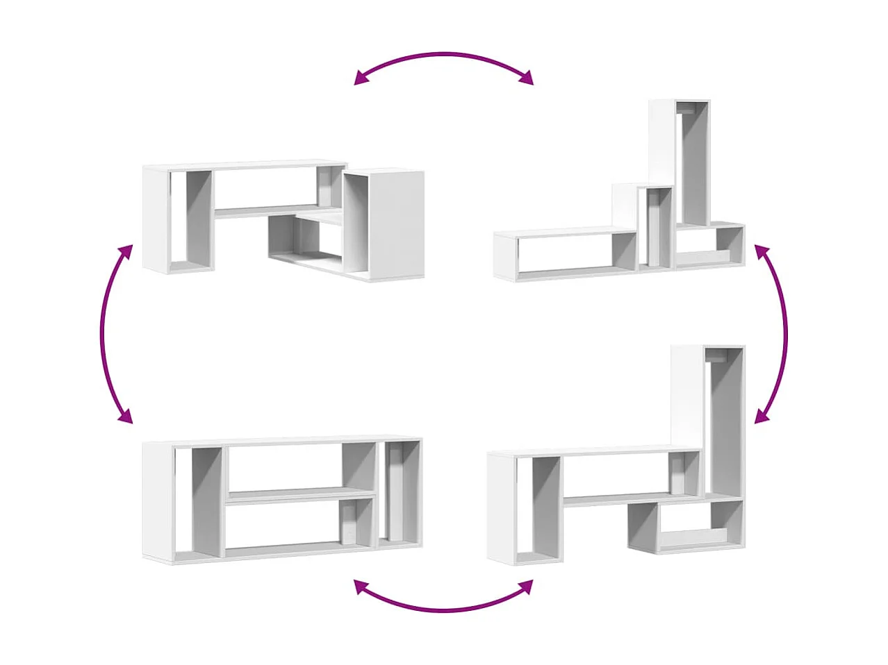 Mobili TV a Parete 2pz Bianchi 100x30x50cm in Legno Multistrato