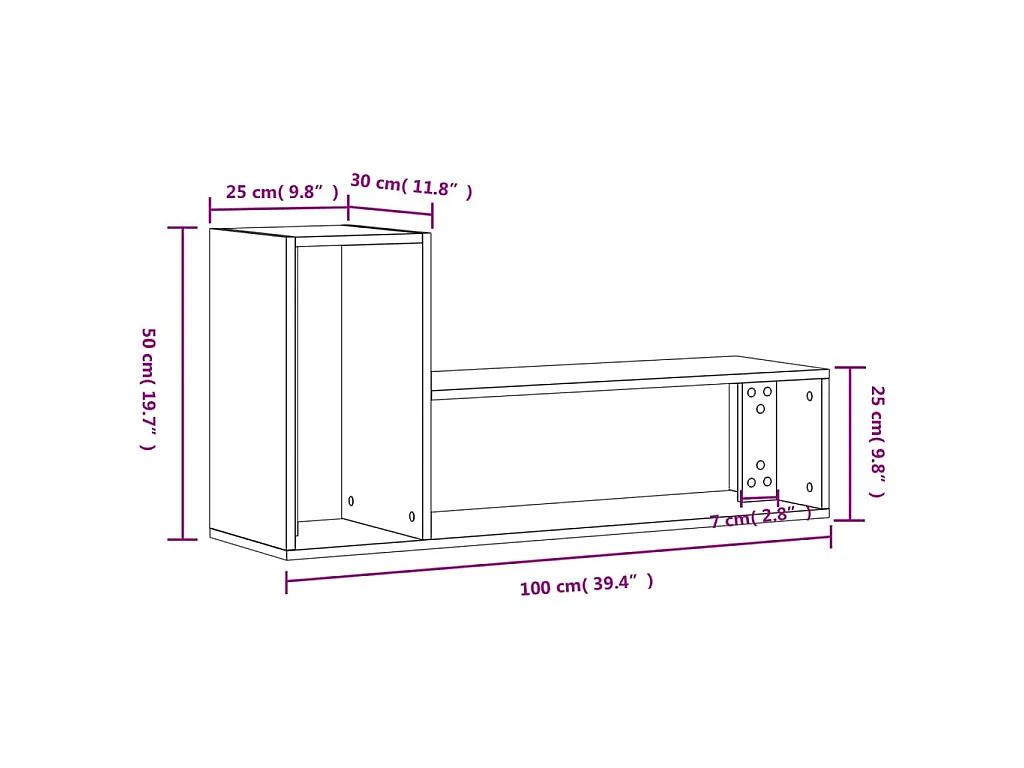 Meubles TV 2 pcs blanc 100x30x50 cm bois d'ingénierie