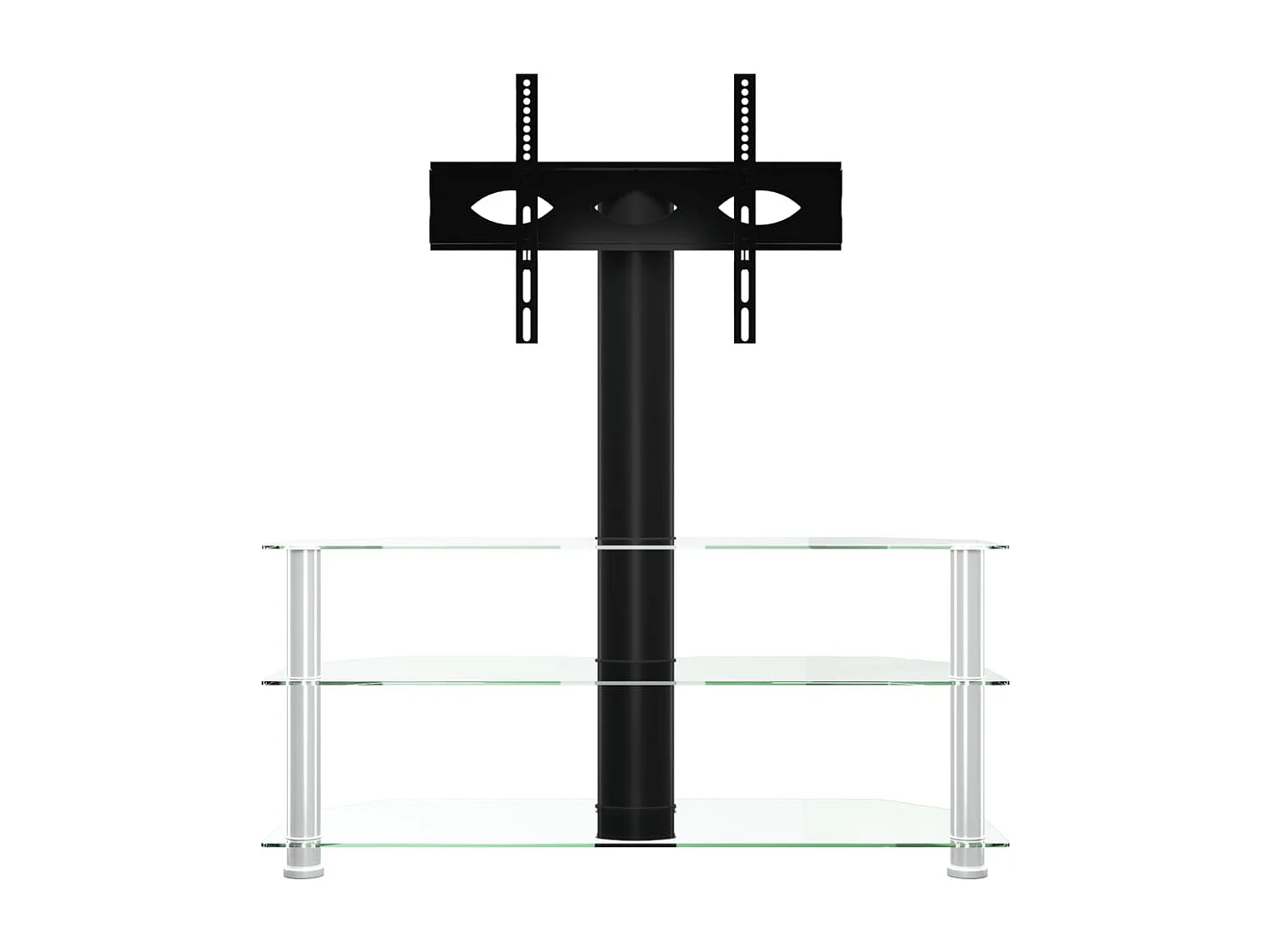 Tv-standaard hoek 3-laags voor 32-70 inch zwart en zilverkleur