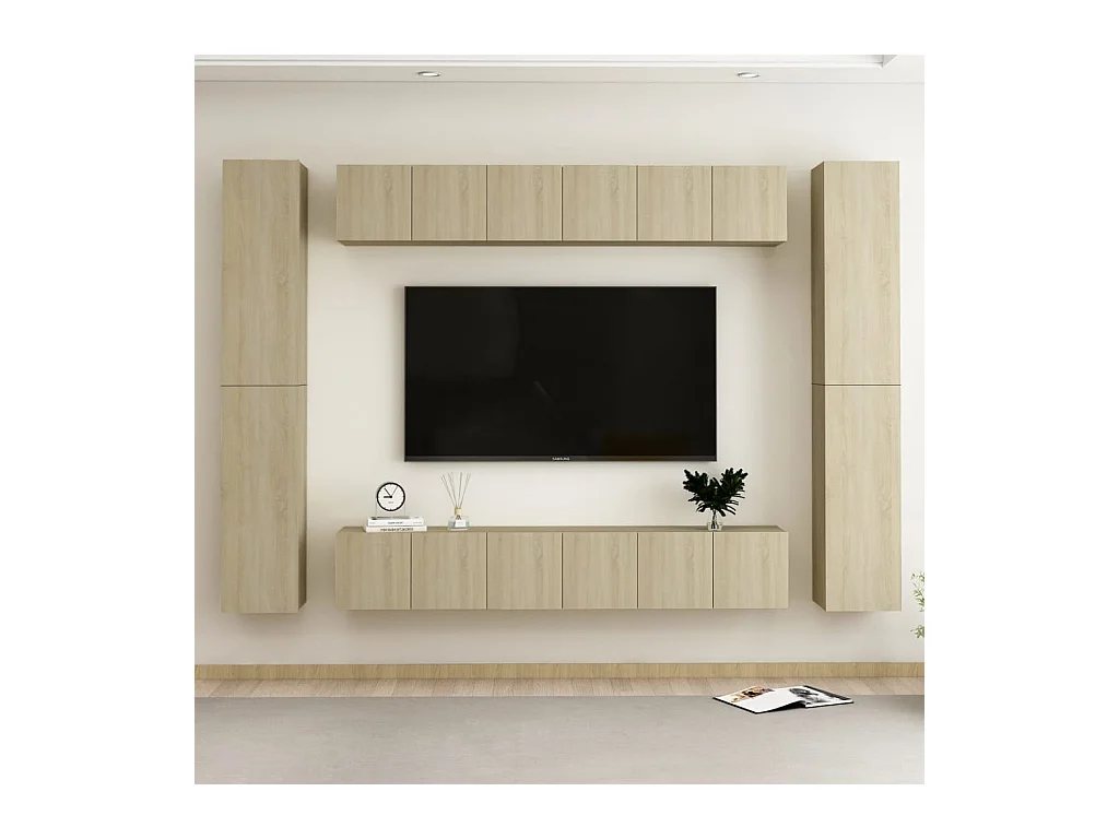Ensemble de meubles TV 10 pcs Chêne sonoma Bois d'ingénierie