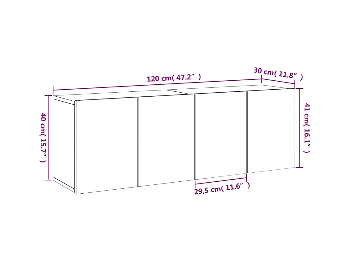 Mobili TV a Parete 2pz Rovere Fumo 60x30x41 cm