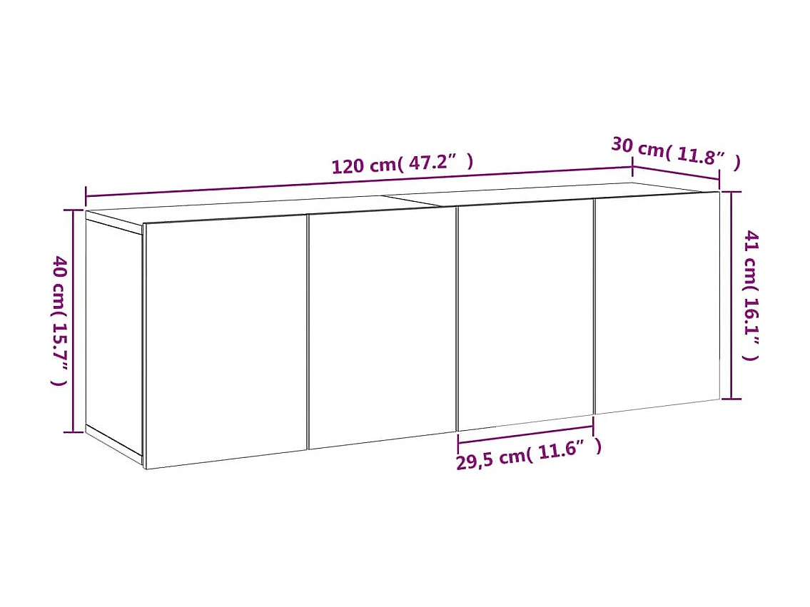 Meubles TV muraux 2 pcs chêne fumé 60x30x41 cm