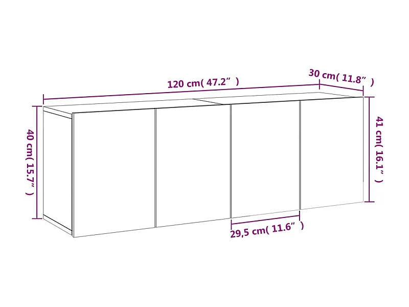 Meubles TV muraux 2 pcs chêne fumé 60x30x41 cm