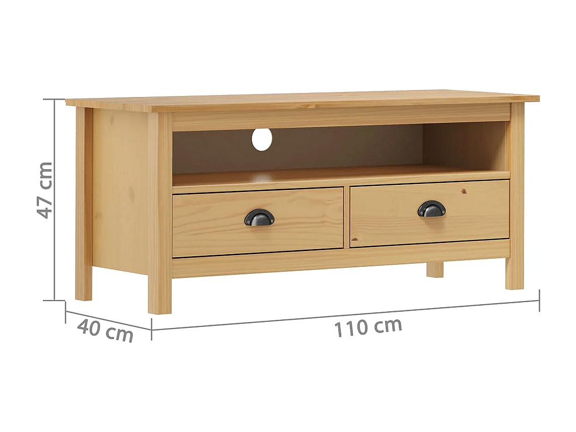 Meuble TV Hill Range Marron miel 110x40x47cm Bois de pin solide