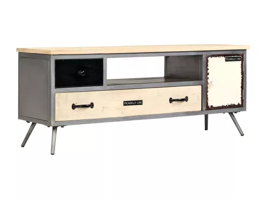 Kauf Unique TV-Schrank Mangoholz Massiv und Stahl 120 x 30 x 45 cm