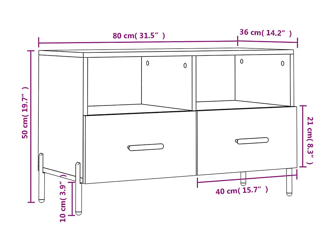 Mobile Porta TV Grigio Sonoma 80x36x50 cm in Legno Multistrato
