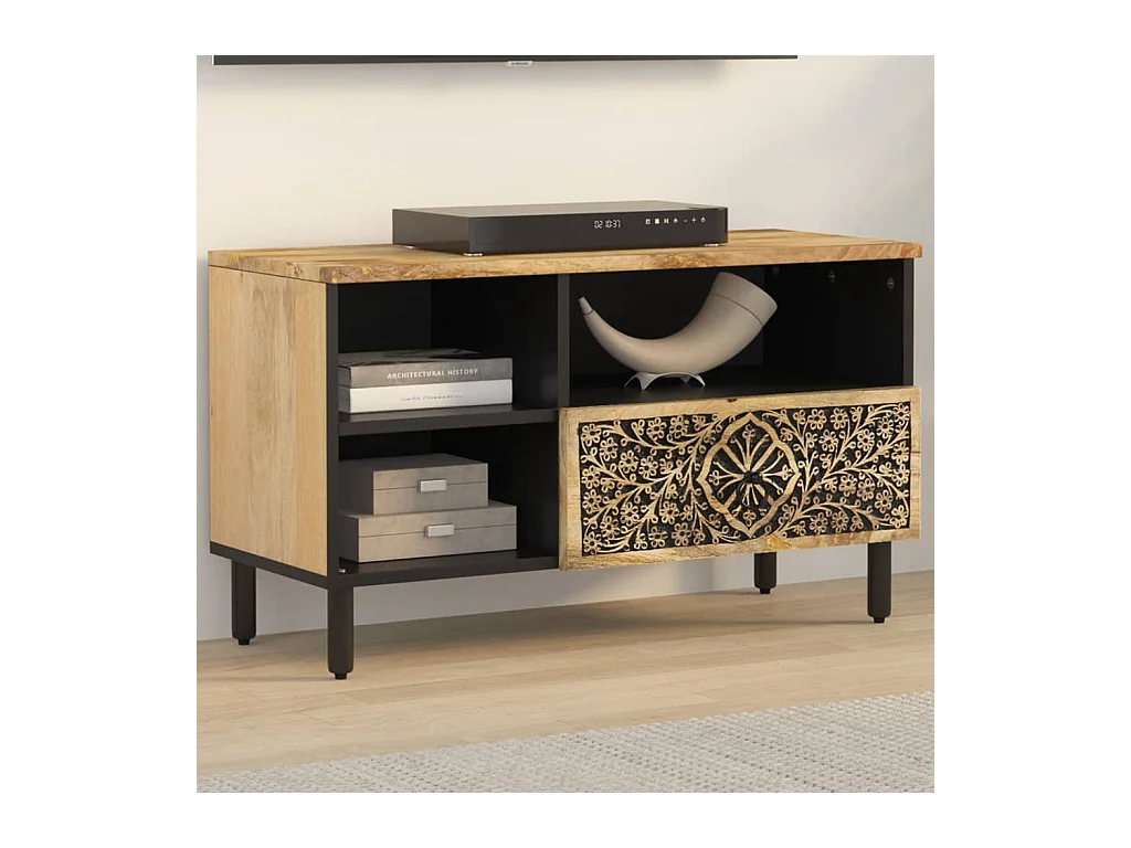 TV-Schrank 80x33x46 cm Massivholz Mango