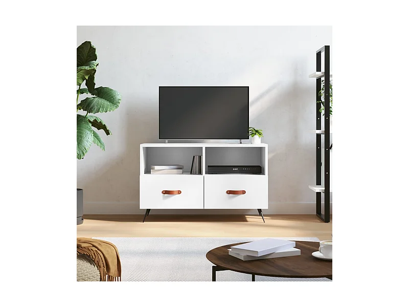 Meuble TV Blanc 80x36x50 cm Bois d'ingénierie