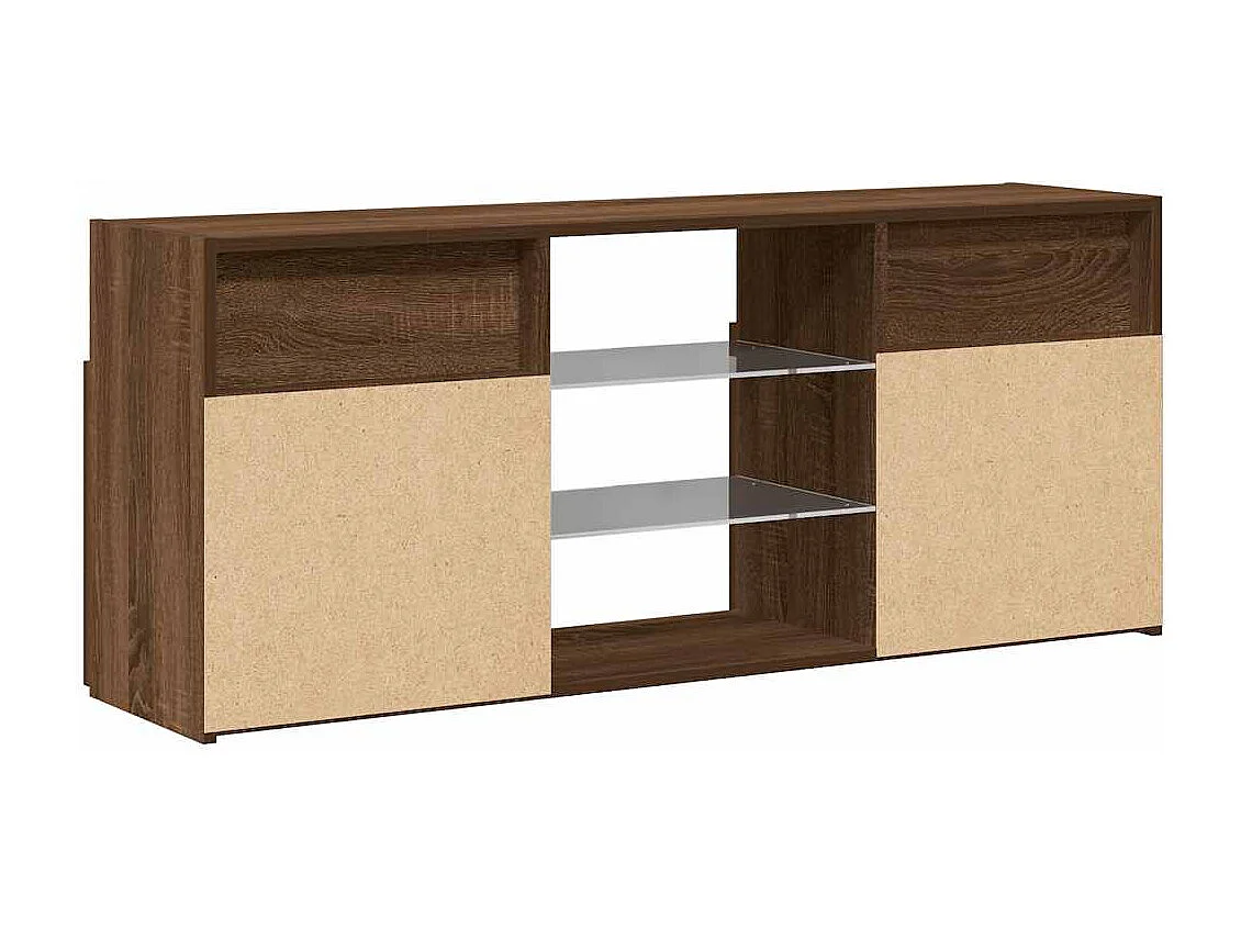 TV-Schrank mit LED-Leuchten Braun Eichen-Optik 120x30x50 cm