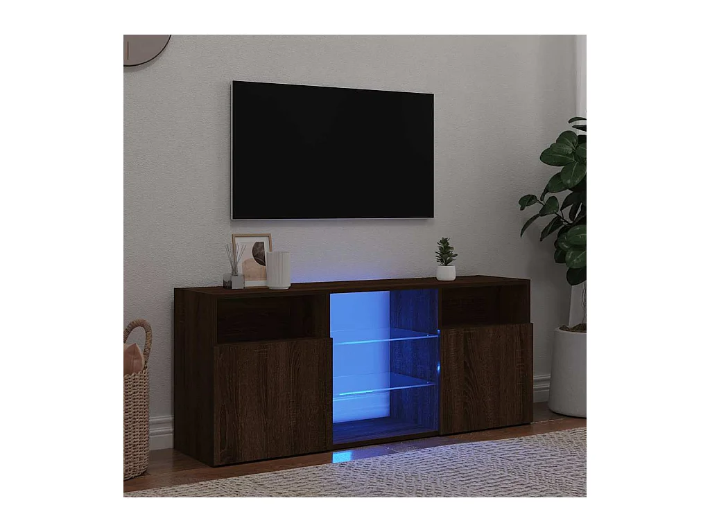 Meuble TV avec lumières LED Chêne marron 120x30x50 cm