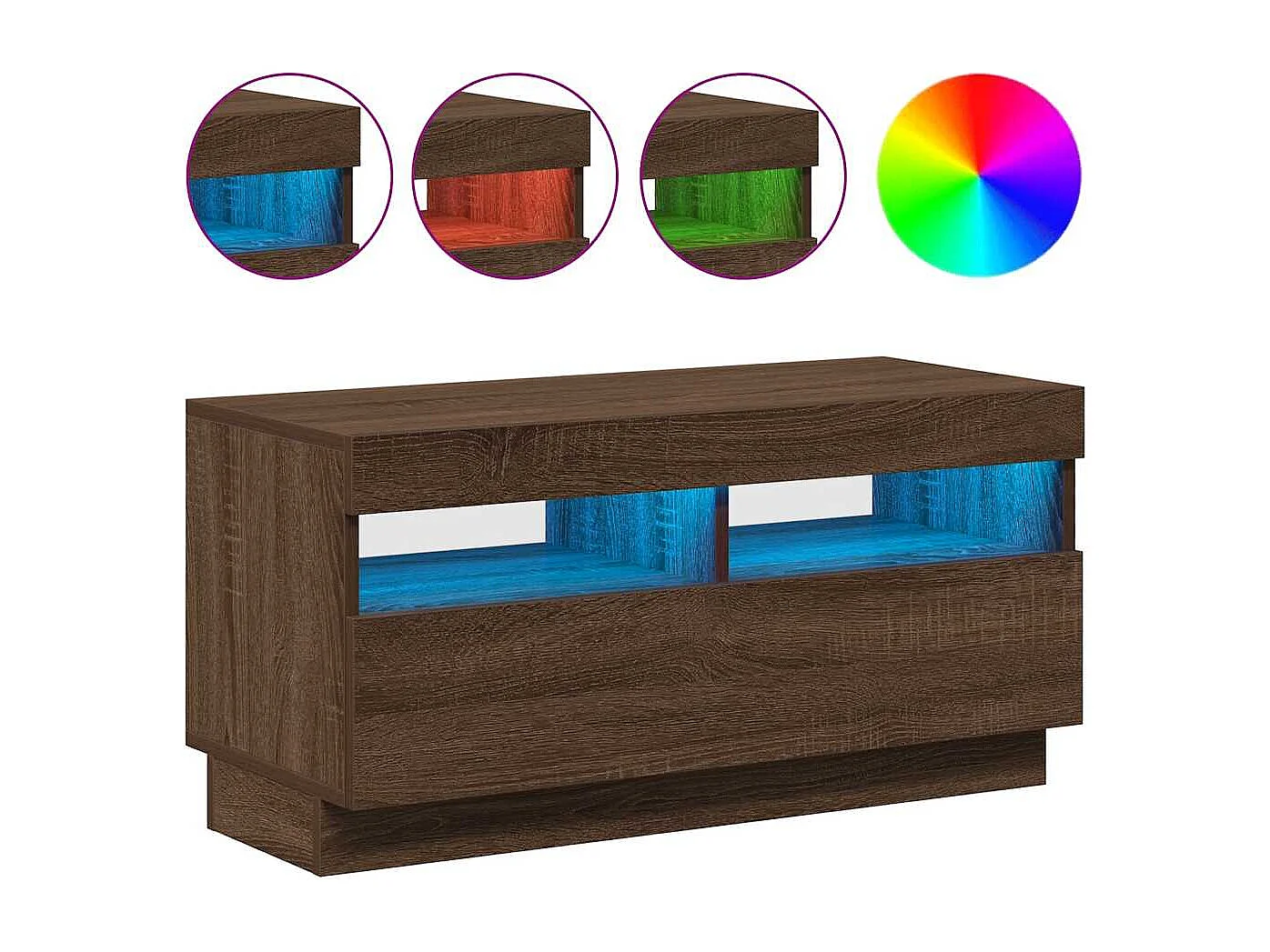 Meuble TV avec lumières LED chêne marron 80x35x40 cm