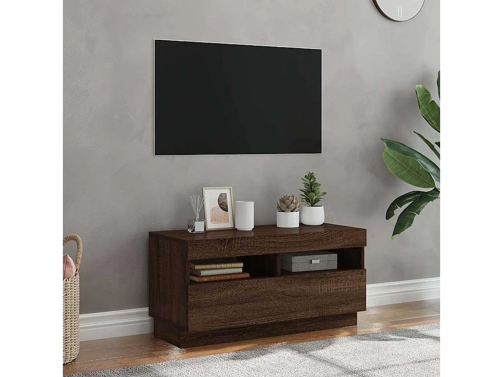 TV-Schrank mit LED-Leuchten Braun Eichen-Optik 80x35x40 cm