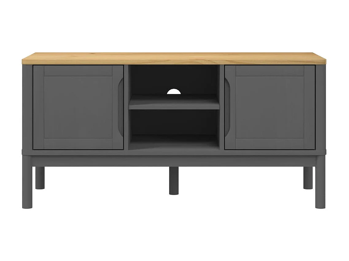 Móvel de TV FLORO 114x43x55 cm madeira de pinho maciça cinzento