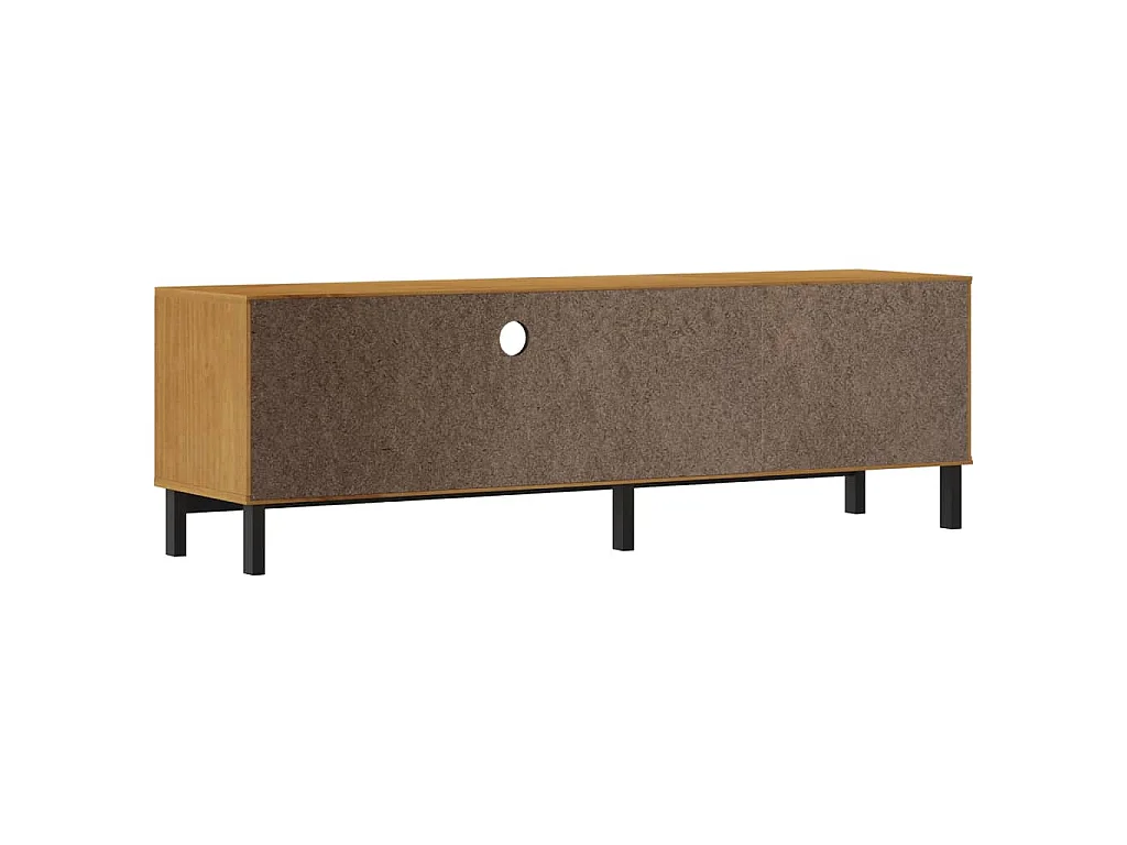 Meuble TV avec porte vitrée FLAM 158x40x50cm bois massif de pin