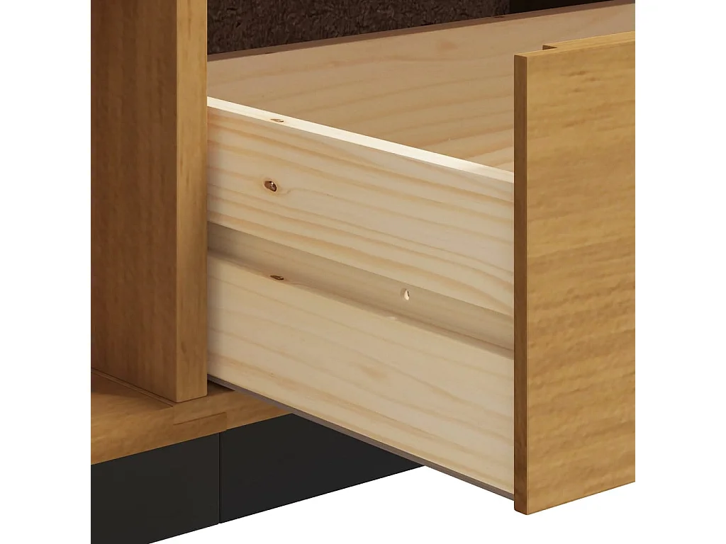 Meuble TV avec porte vitrée FLAM 158x40x50cm bois massif de pin