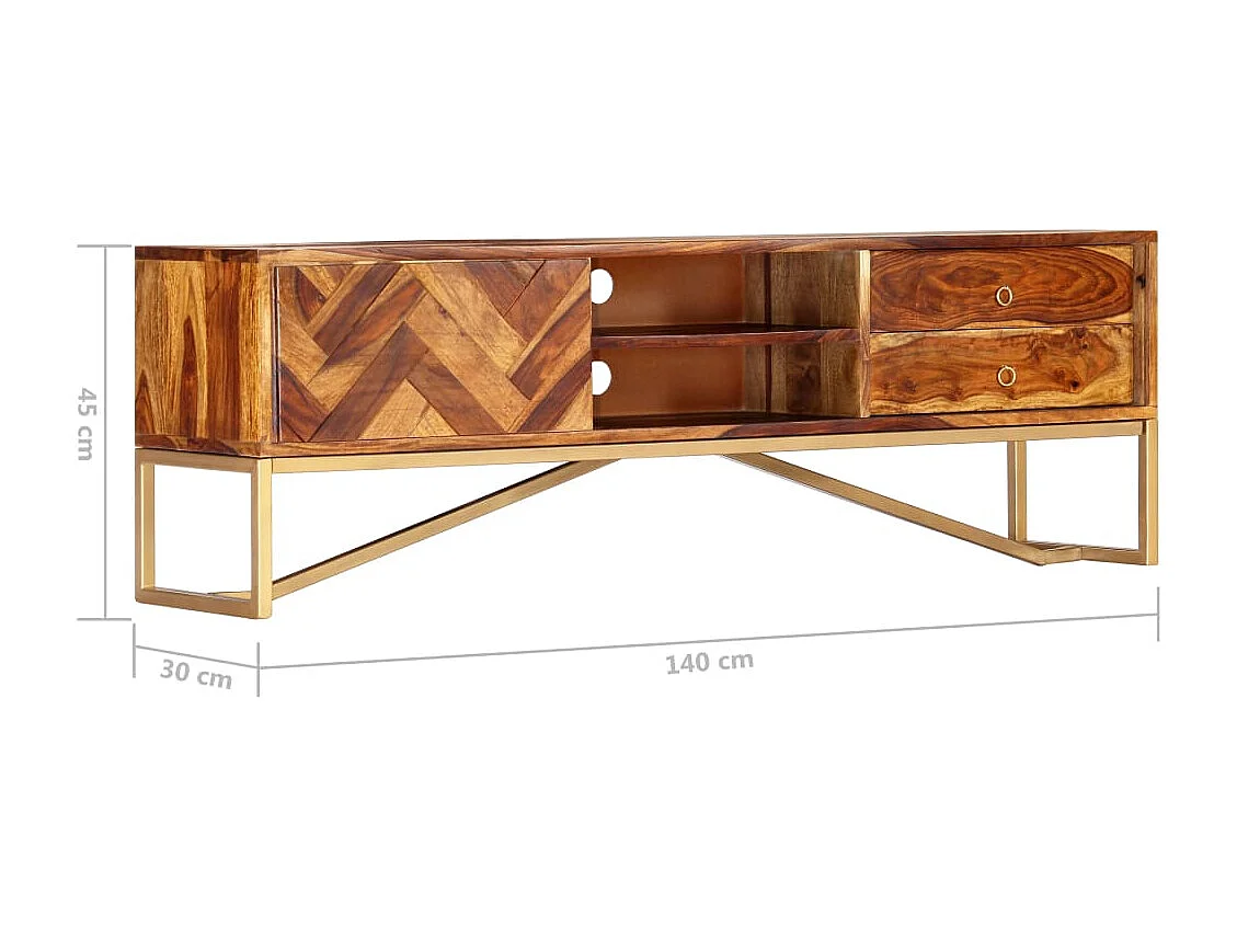 Meuble TV 140x30x45 cm Bois de Sesham massif