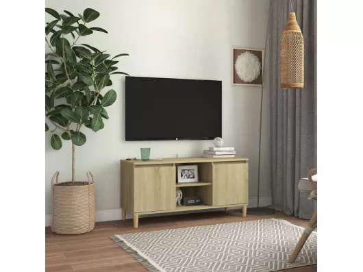 Kauf Unique TV-Schrank mit Massivholz-Beinen Sonoma-Eiche 103,5x35x50 cm