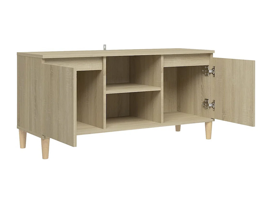 Meuble TV avec pieds en bois massif Chêne sonoma 103,5x35x50 cm