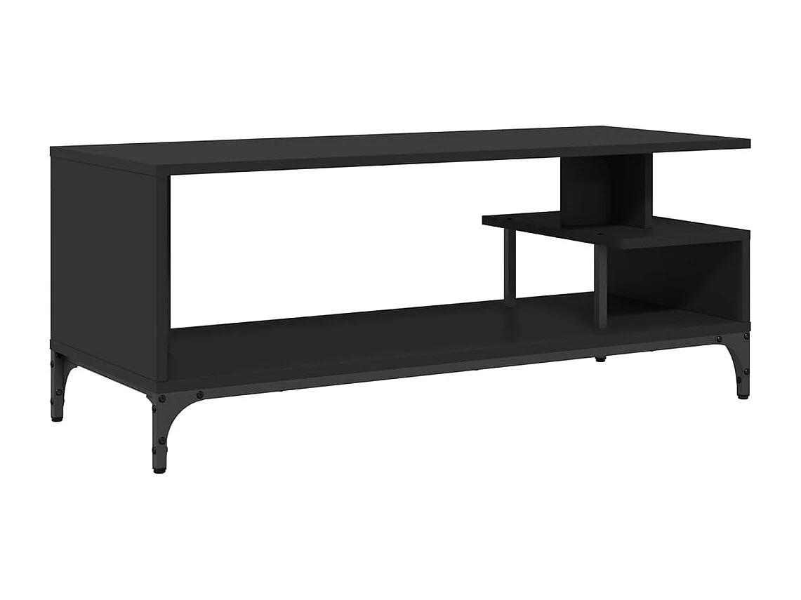 Mueble de TV madera de ingeniería y acero negro 102x40x41 cm