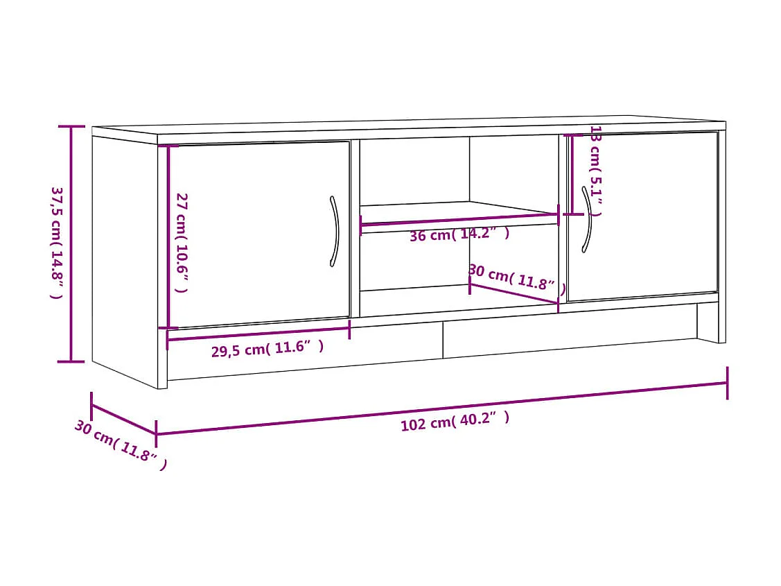 Mobile per TV Rovere Sonoma 102x30x37,5 cm Legno Multistrato