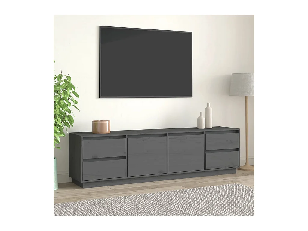 Meuble TV Gris 176x37x47,5 cm Bois de pin massif