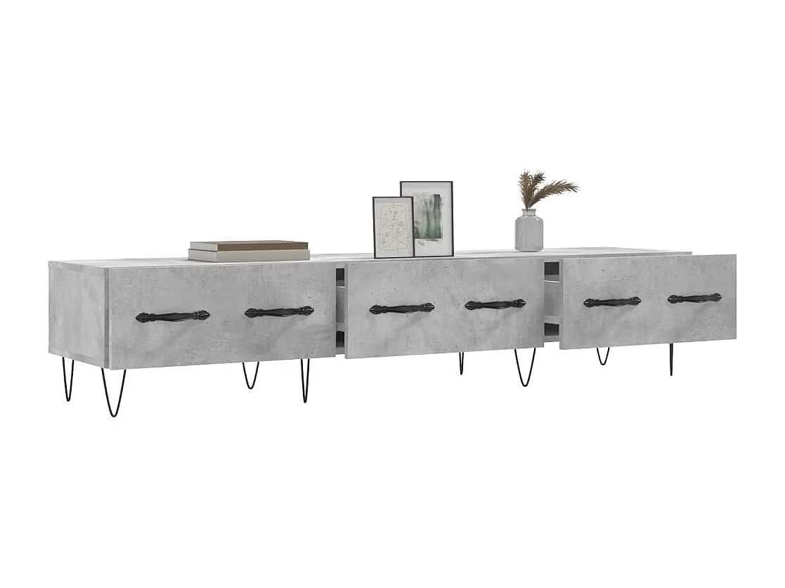 Meuble TV gris béton 150x36x30 cm bois d'ingénierie