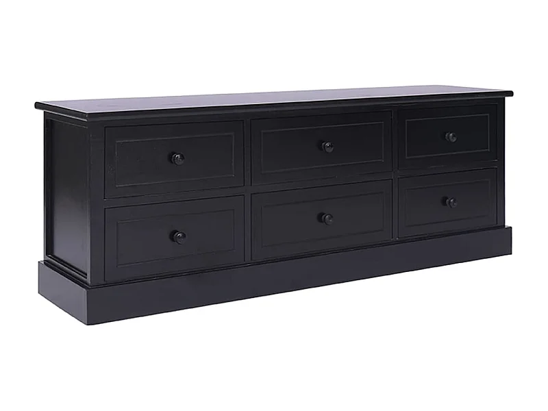 TV-Schrank Schwarz 108x30x40 cm Massivholz Paulownia